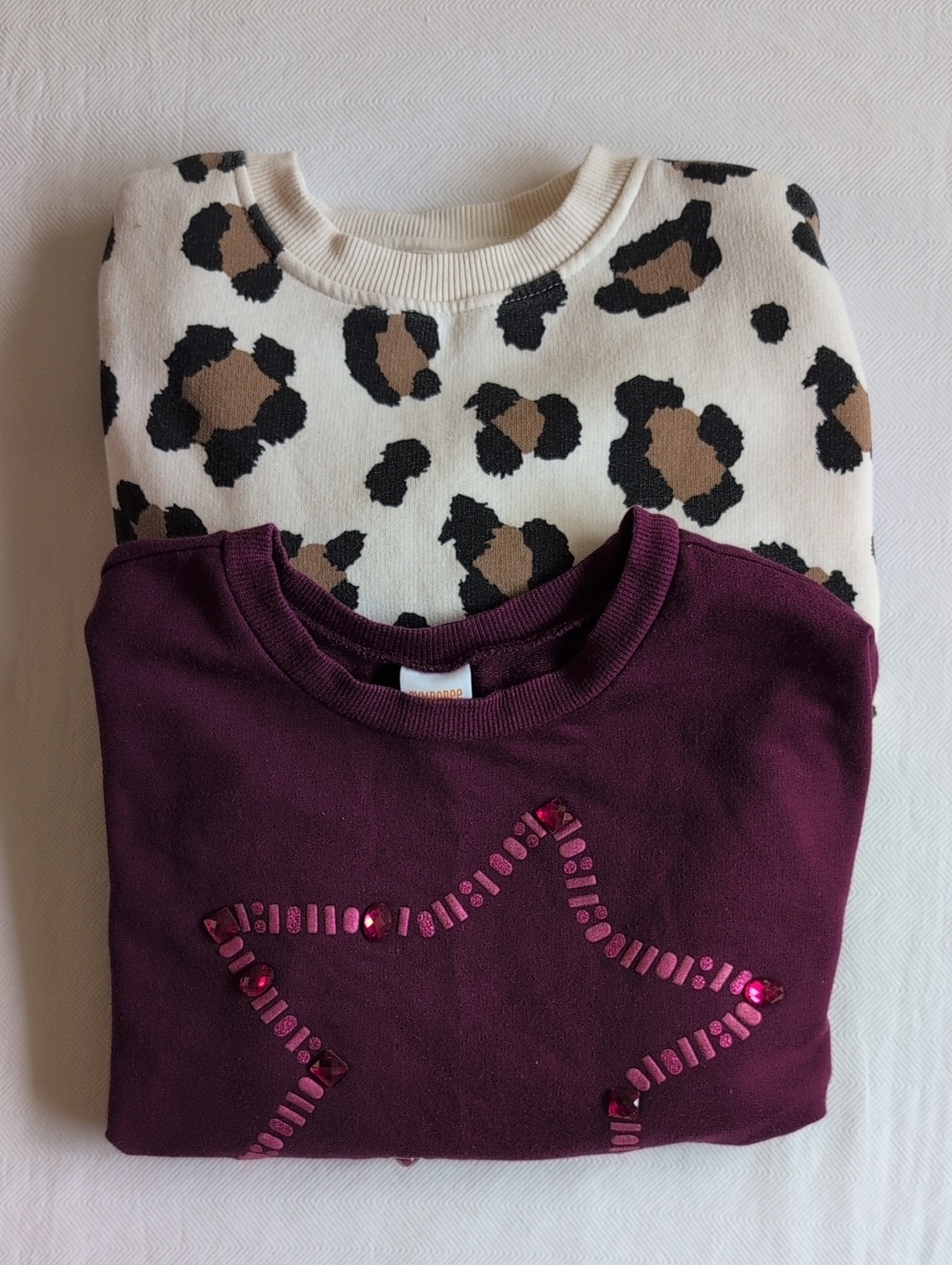 Zara Gymboree Girls Leopard Print Maroon Star Crewneck Sweatshirt Bundle 2 Pack
